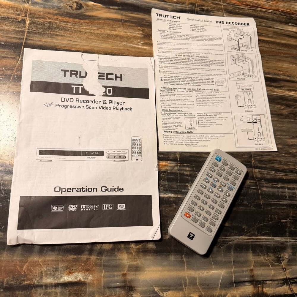 Trutech TT-1620 DVD Recorder & Player Operation Guide Manual and Remote ONLY